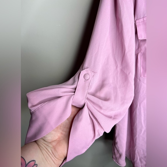 Torrid 3 Lilac Georgette Button Down Pullover Blouse - Picture 3 of 7